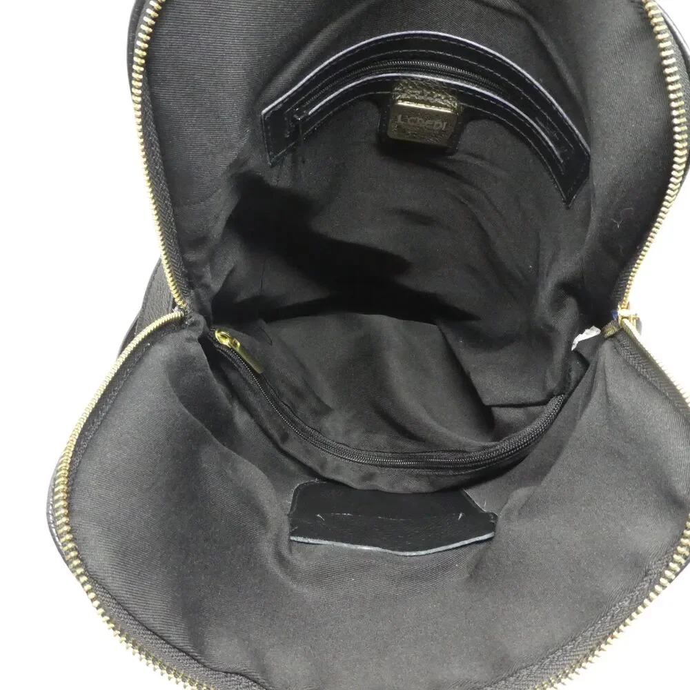 L. Credi Black Pebbled Leather Convertible Crossbody Backpack Purse Shoulder Bag